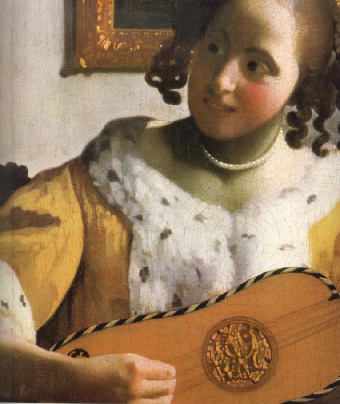 Jan Vermeer Detail of  Woman is playing Guitar China oil painting art